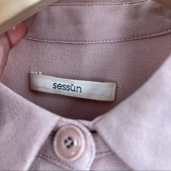 Sessun Jeanette light pink shirt dress button down size L - Picture 9 of 11